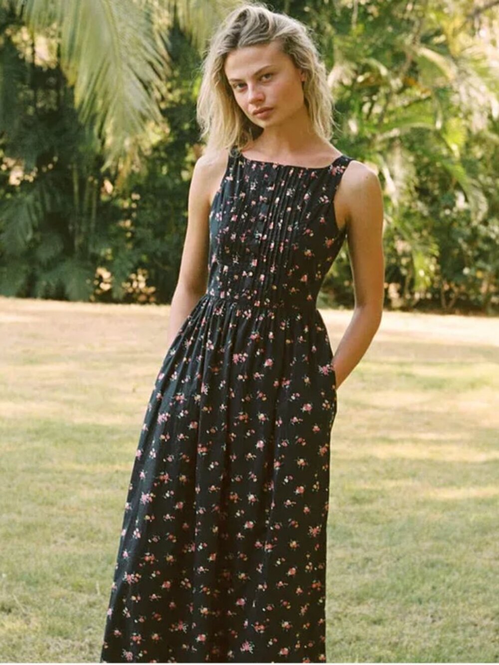 Christy Dawn Isola Dress-Lantana Blooms Black